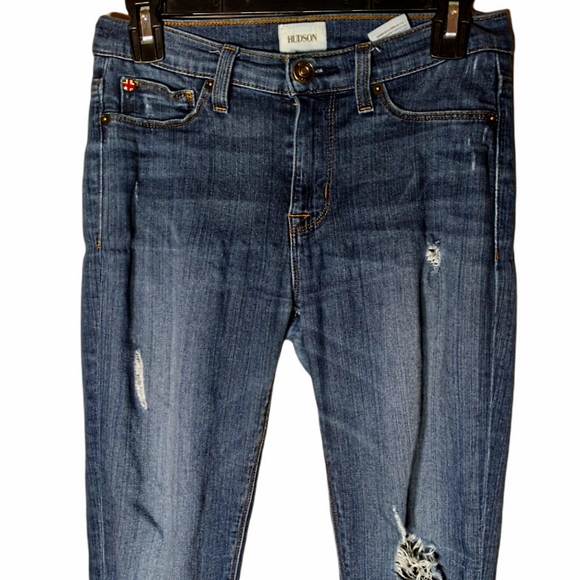 Hudson Distressed Nico Midrise Ankle Skinny Raw Hem Jeans Size 26 - Picture 4 of 15
